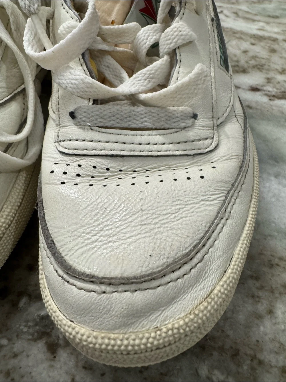 Reebok Men's White Leather with Green & Red Logo Classic C85